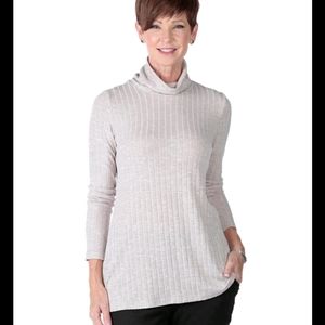 NEW Kim & Co Ribbed Turtleneck Oatmeal colour